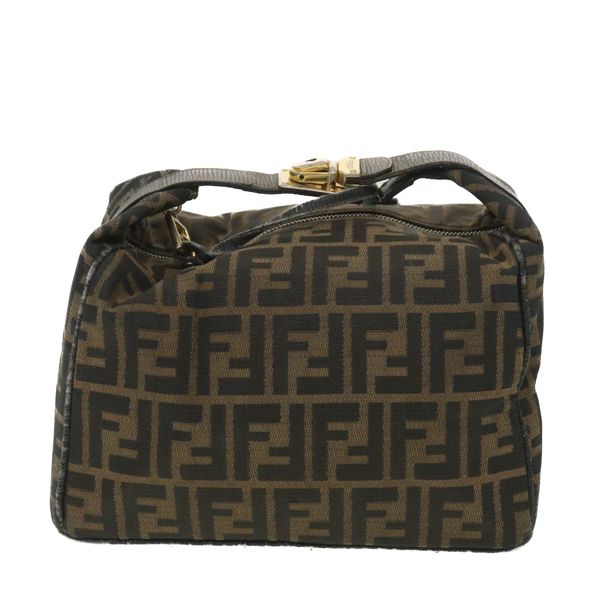 FENDI Zucca Canvas Hand Bag Black Brown bs4420
