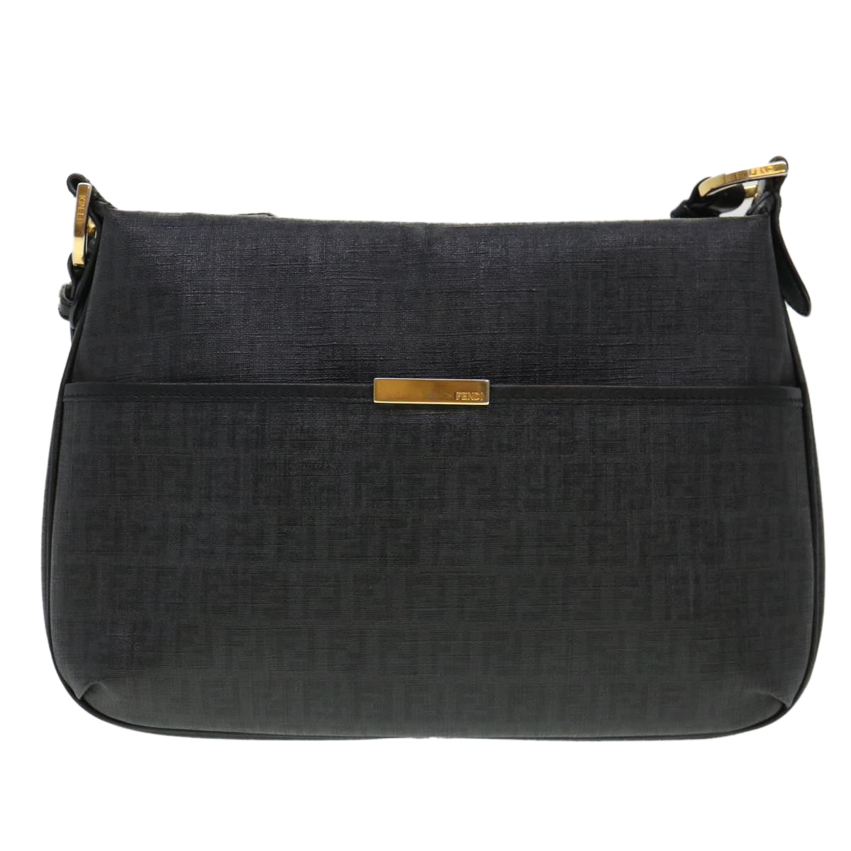 FENDI Zucchino Canvas Shoulder Bag Black 8BT206-FB5 129-2580 bs4435