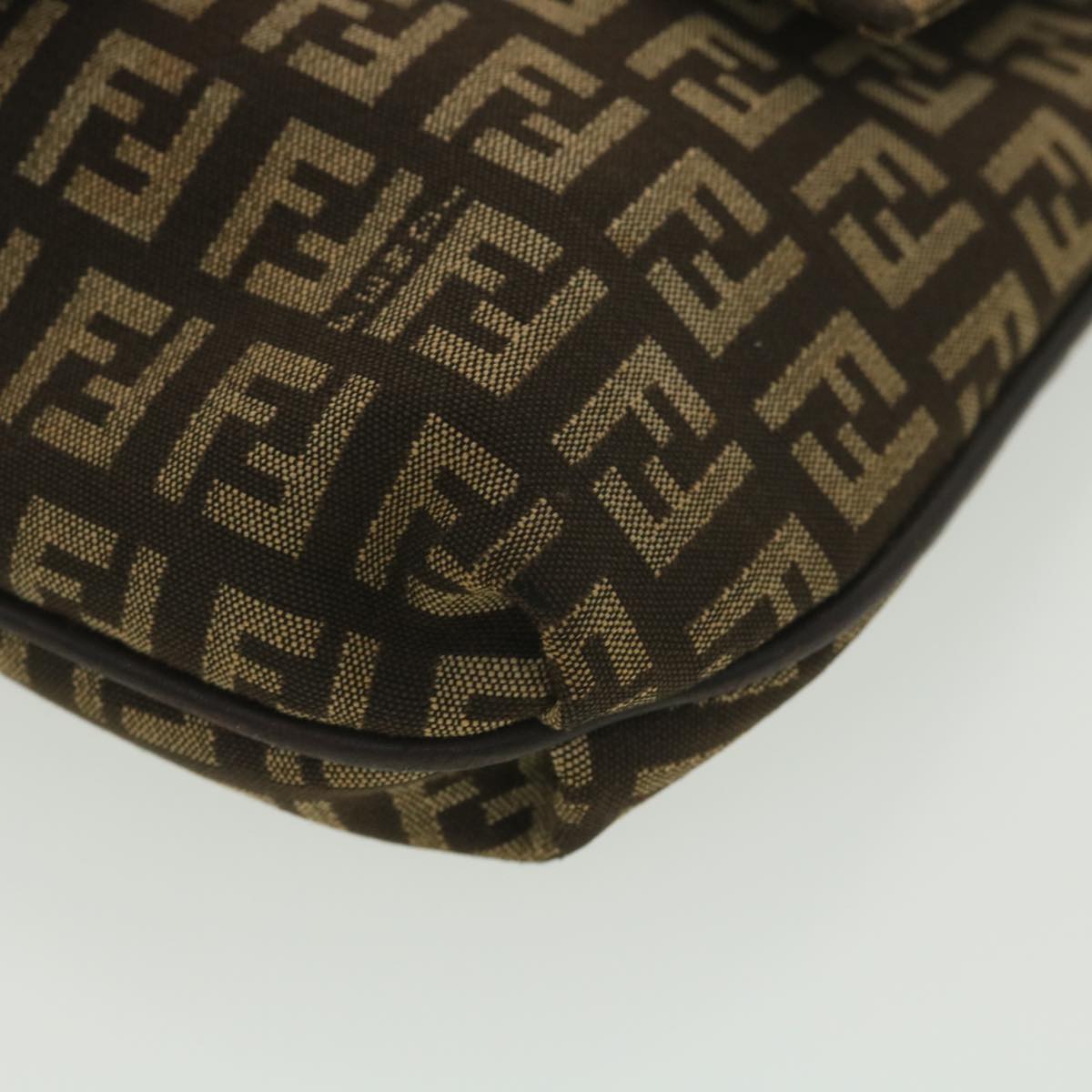 FENDI Zucchino Canvas Shoulder Bag Brown bs4562
