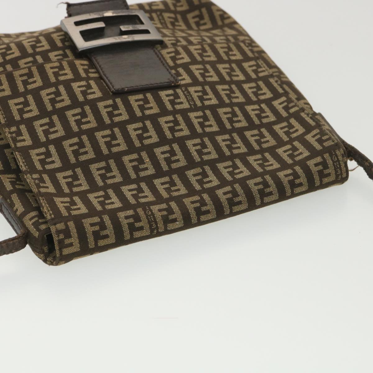 FENDI Zucchino Canvas Shoulder Bag Brown bs4562