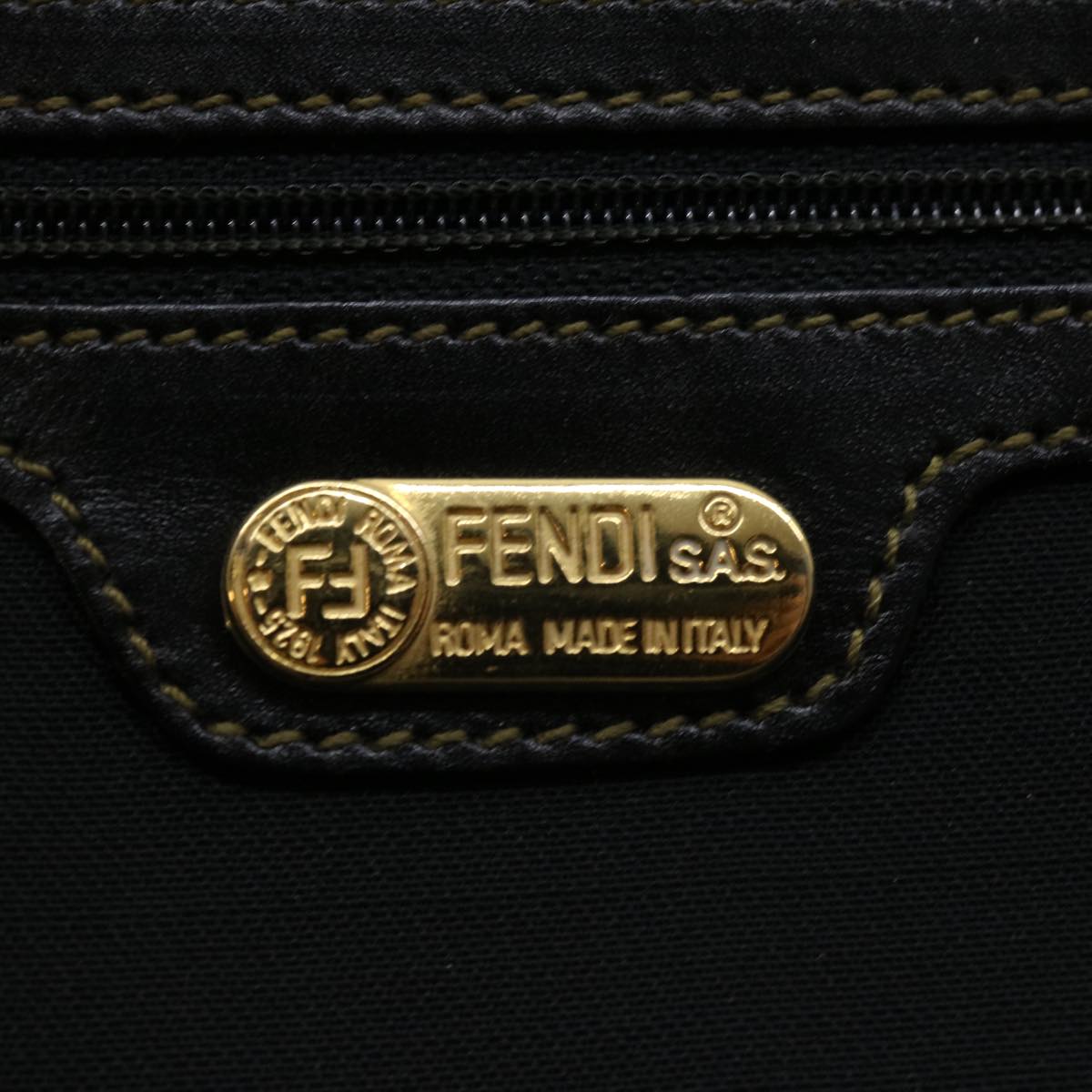 FENDI Pecan Canvas Tote Bag Brown Black bs4792