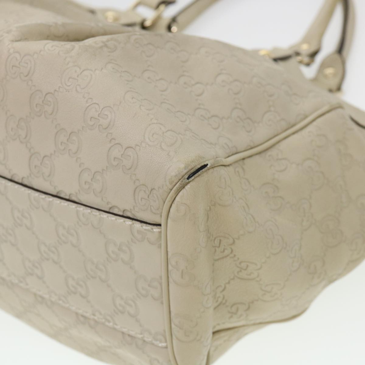 GUCCI Gucci Shima GG Tote Bag Leather Beige 211944 bs4876