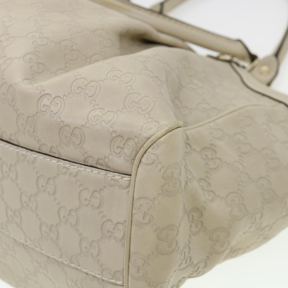 GUCCI Gucci Shima GG Tote Bag Leather Beige 211944 bs4876