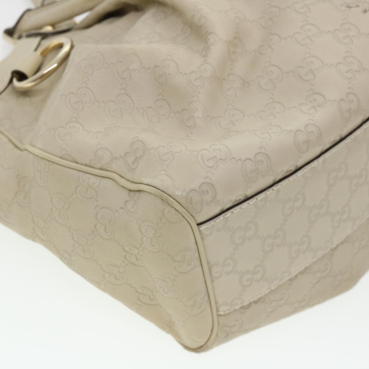 GUCCI Gucci Shima GG Tote Bag Leather Beige 211944 bs4876