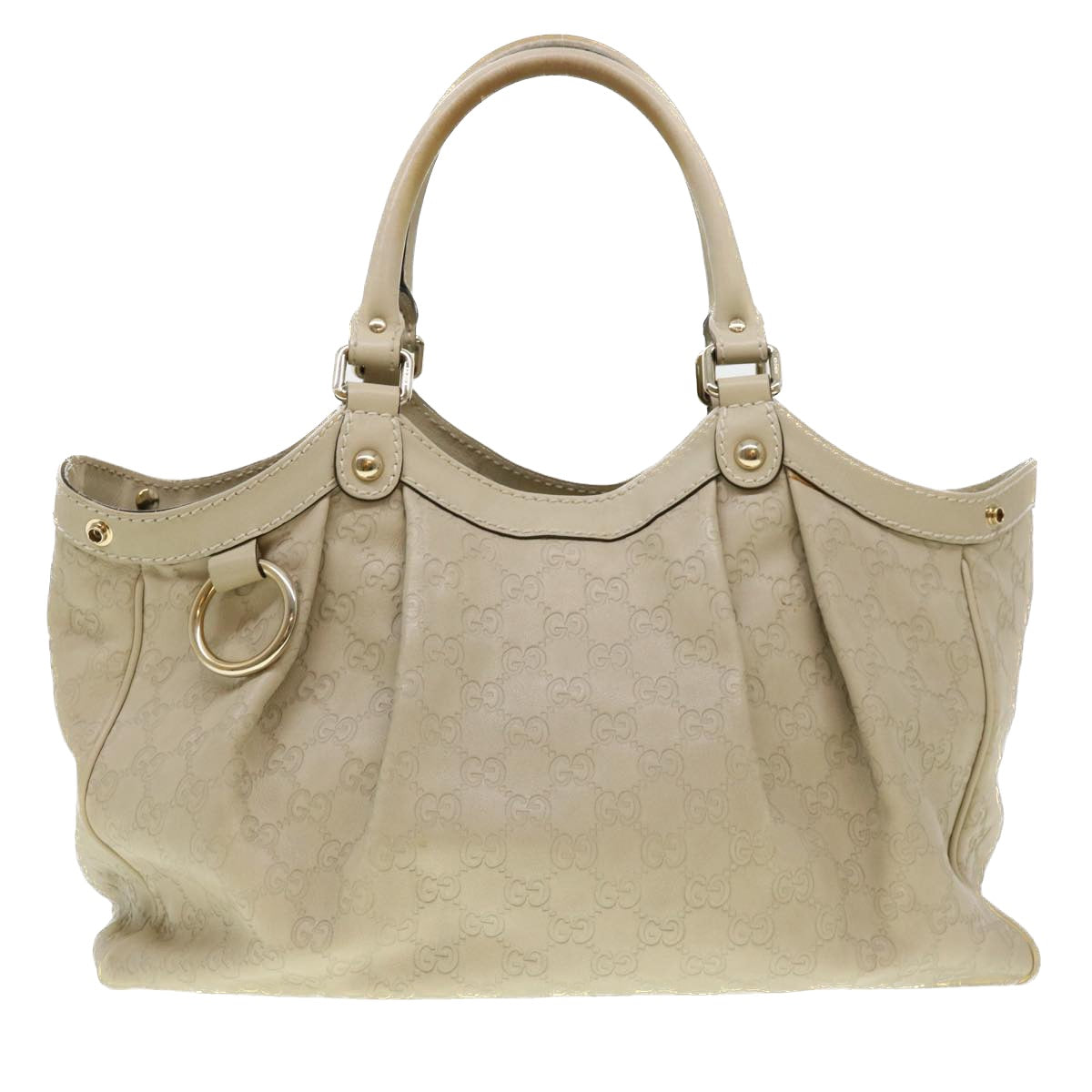 GUCCI Gucci Shima GG Tote Bag Leather Beige 211944 bs4876
