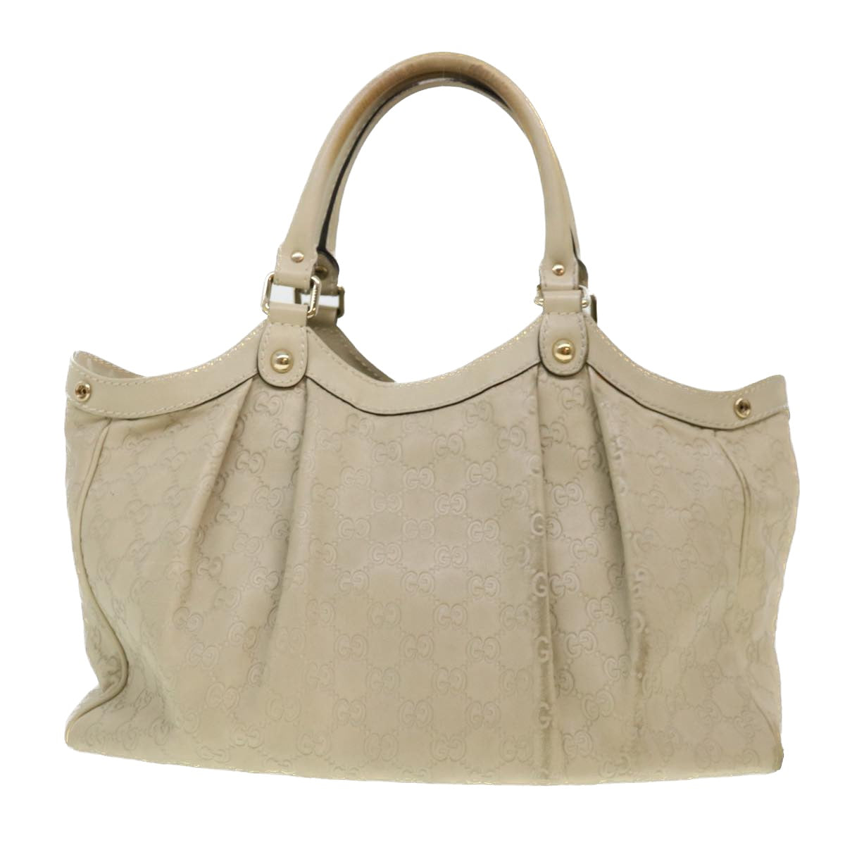GUCCI Gucci Shima GG Tote Bag Leather Beige 211944 bs4876