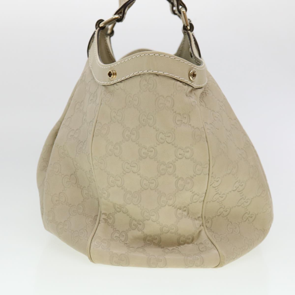 GUCCI Gucci Shima GG Tote Bag Leather Beige 211944 bs4876