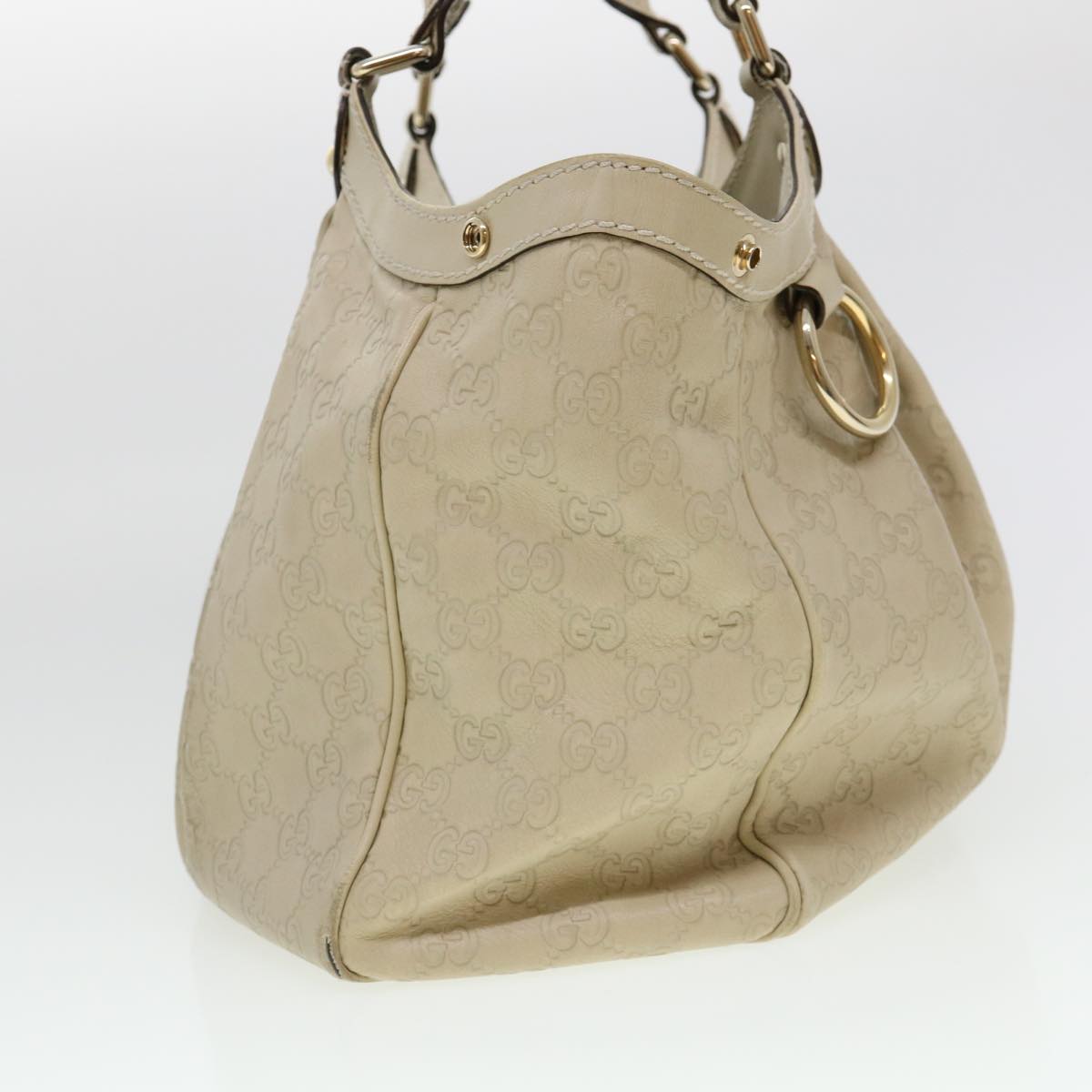 GUCCI Gucci Shima GG Tote Bag Leather Beige 211944 bs4876