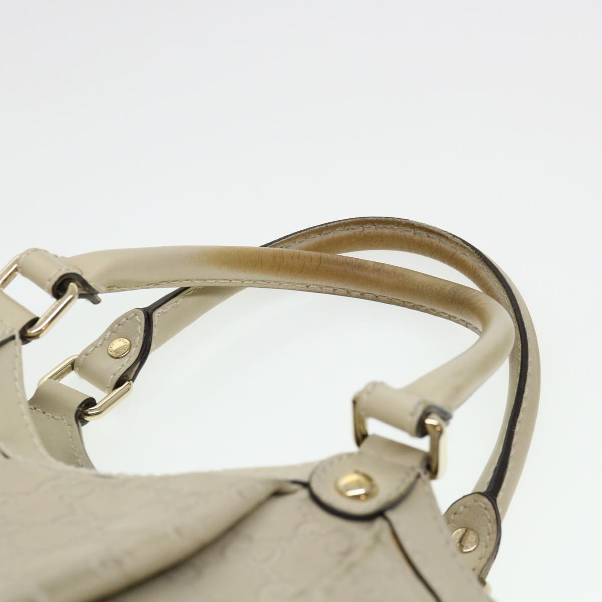 GUCCI Gucci Shima GG Tote Bag Leather Beige 211944 bs4876
