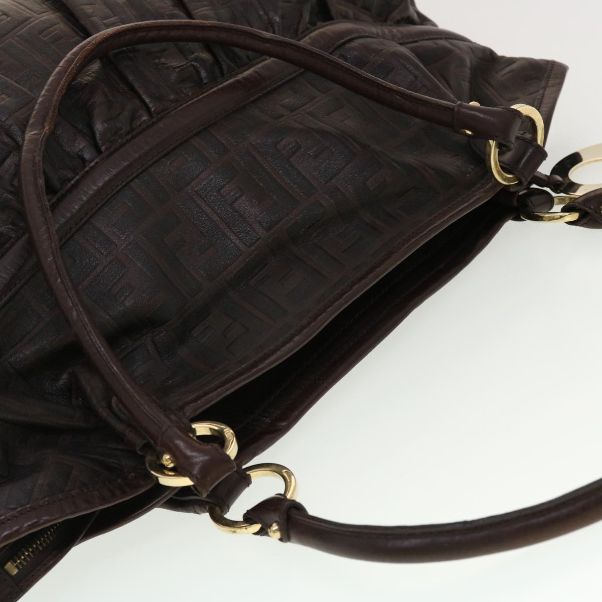 FENDI Zucca Canvas Shoulder Bag Brown bs4889