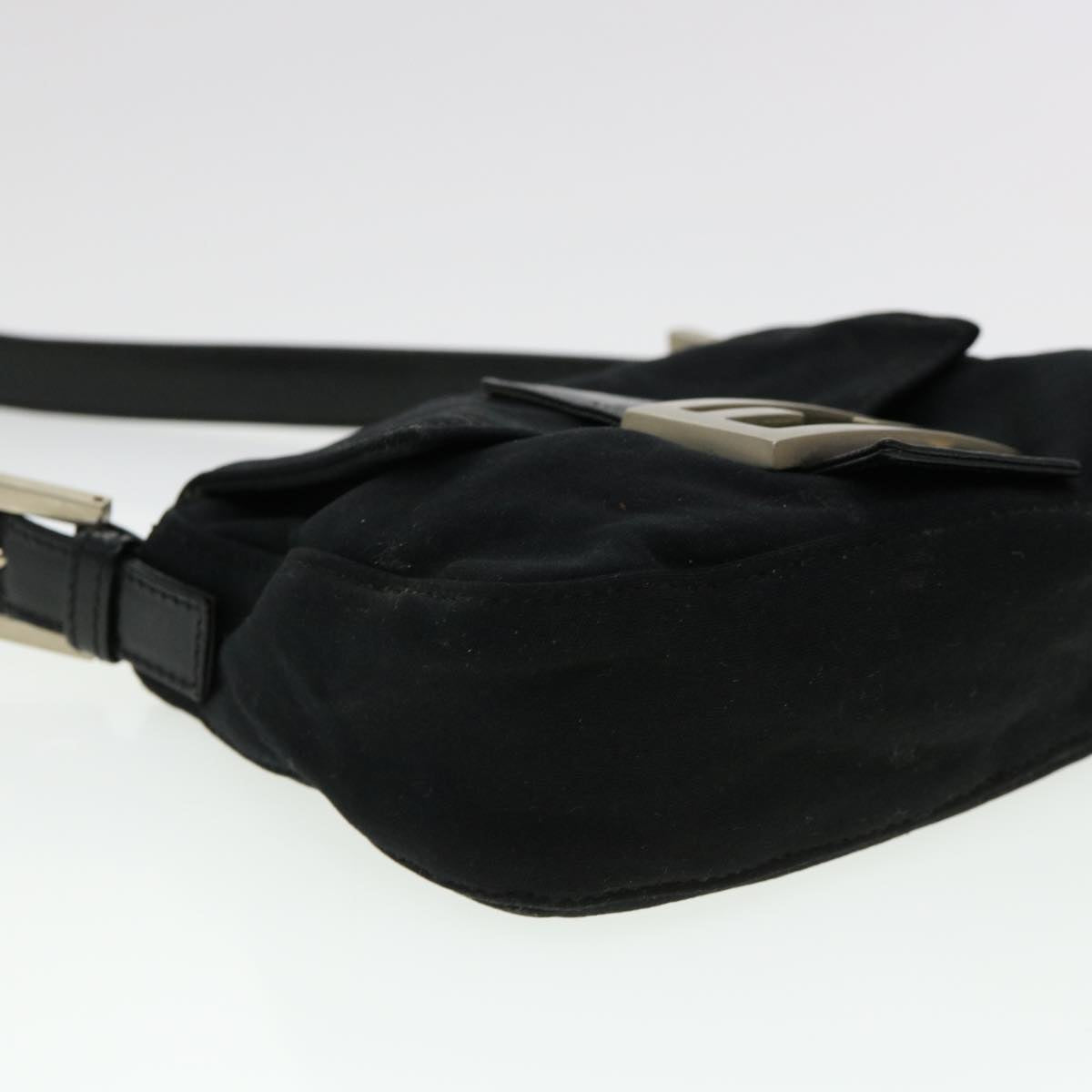 FENDI Mamma Baguette Shoulder Bag Nylon Black bs4896