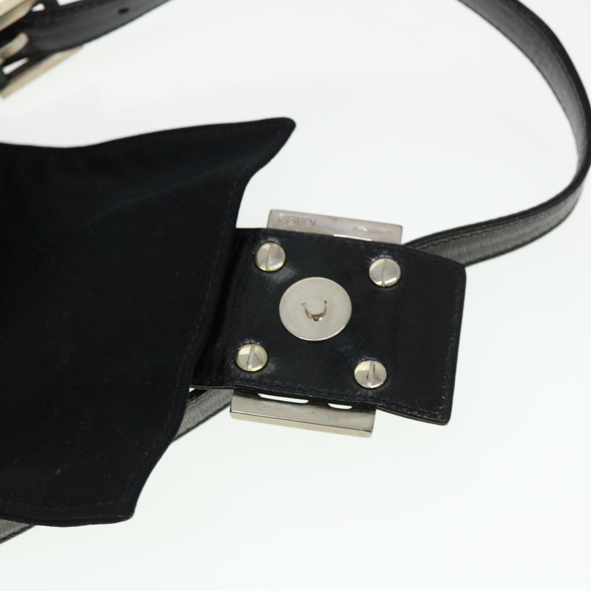 FENDI Mamma Baguette Shoulder Bag Nylon Black bs4896