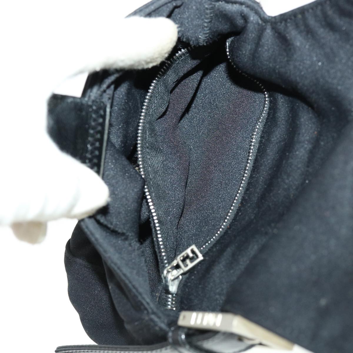 FENDI Mamma Baguette Shoulder Bag Nylon Black bs4896