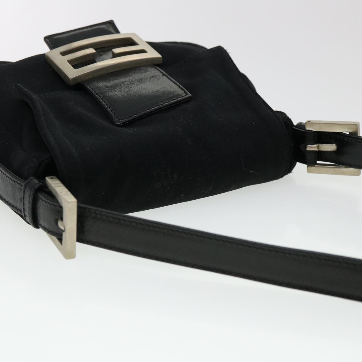 FENDI Mamma Baguette Shoulder Bag Nylon Black bs4896