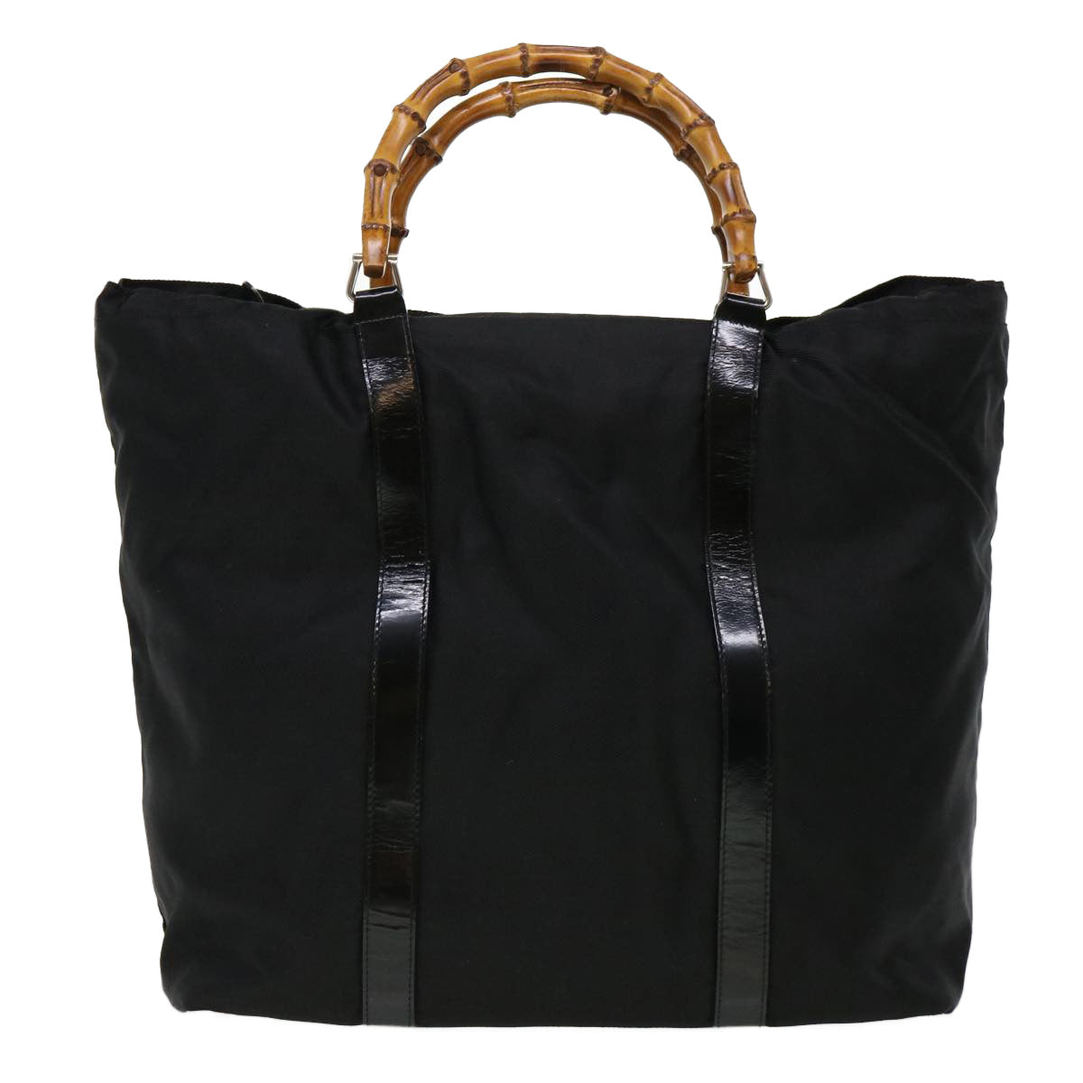 GUCCI Bamboo Tote Bag Nylon Black bs4991