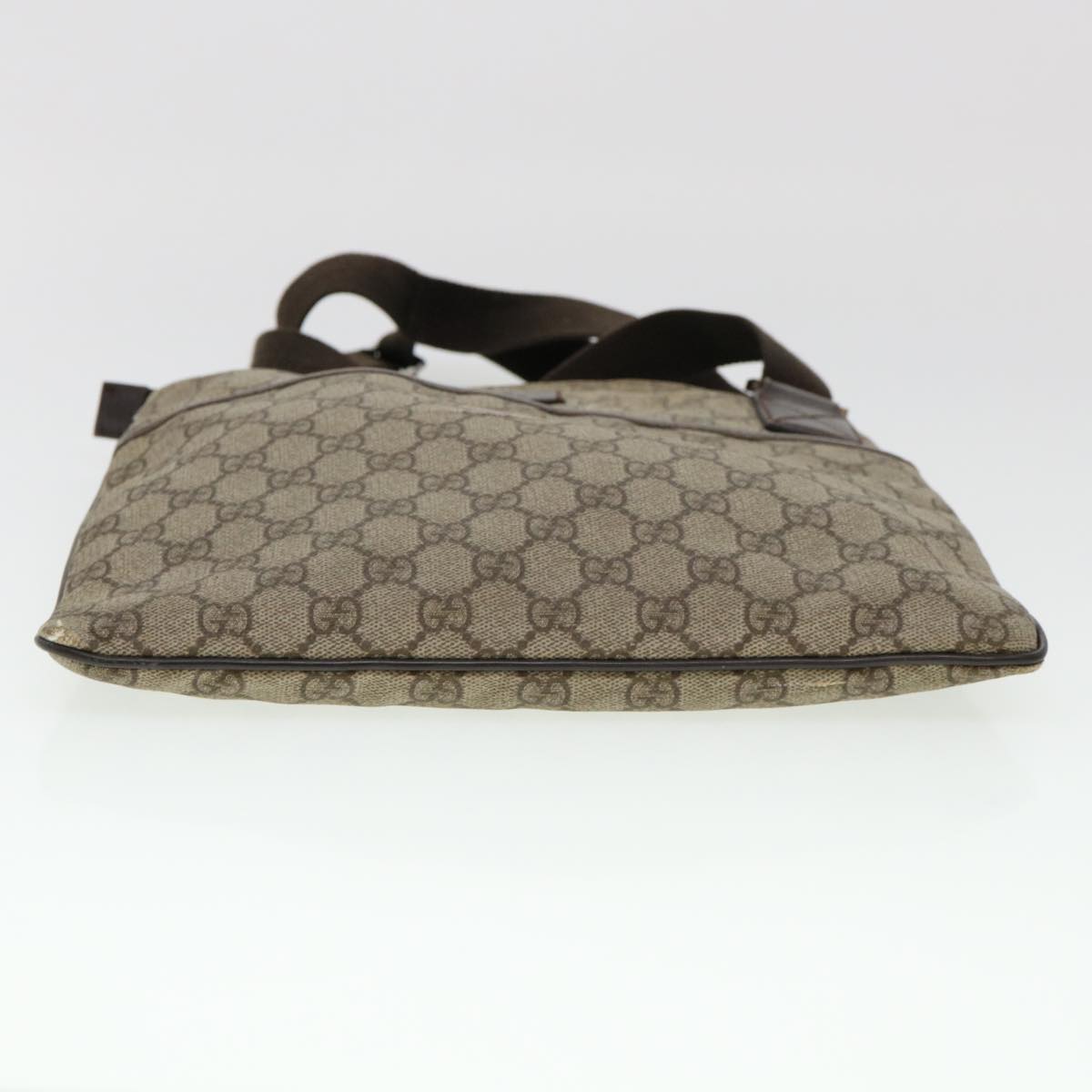 GUCCI GG Canvas Shoulder Bag PVC Leather Beige Dark Brown 141626 bs5003