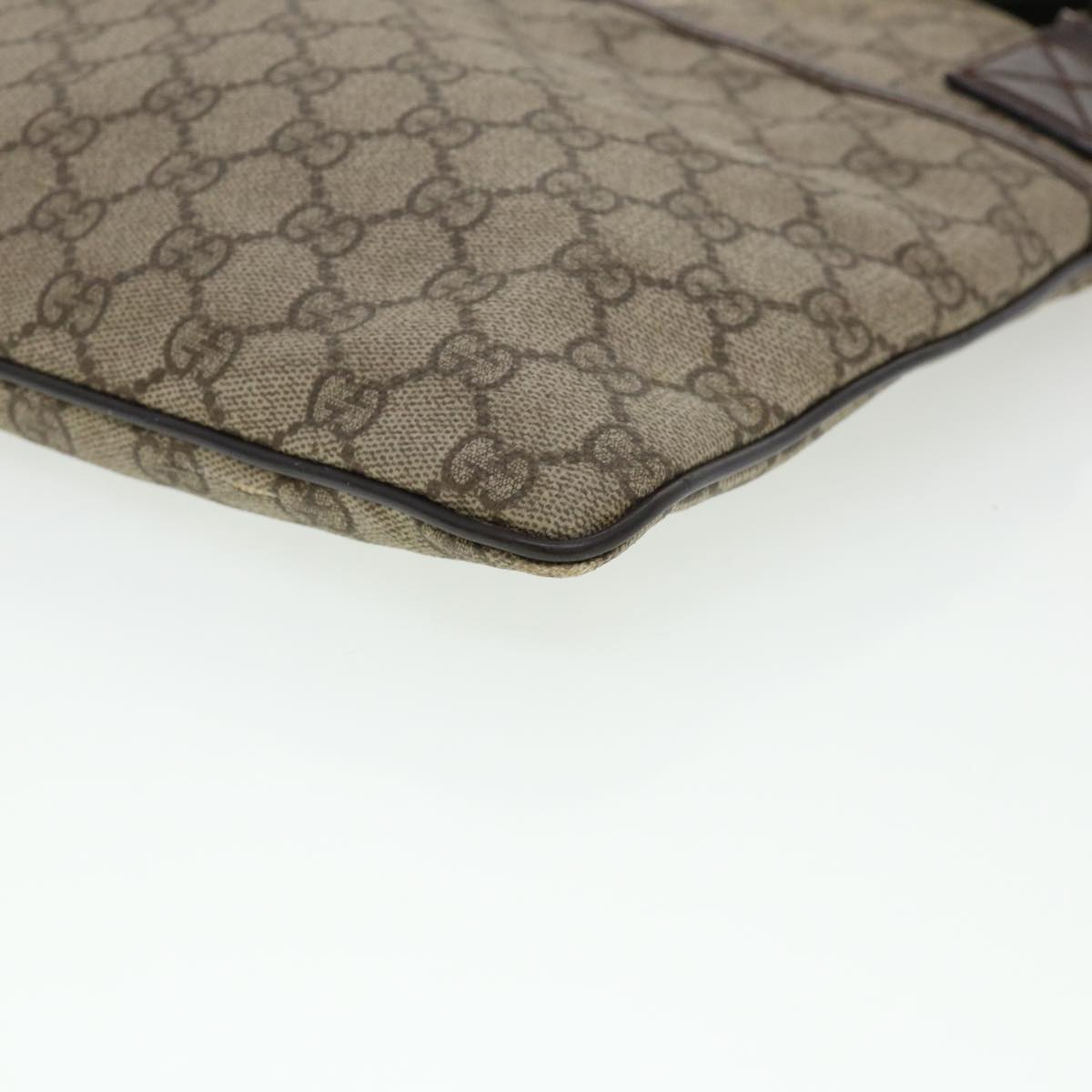 GUCCI GG Canvas Shoulder Bag PVC Leather Beige Dark Brown 141626 bs5003