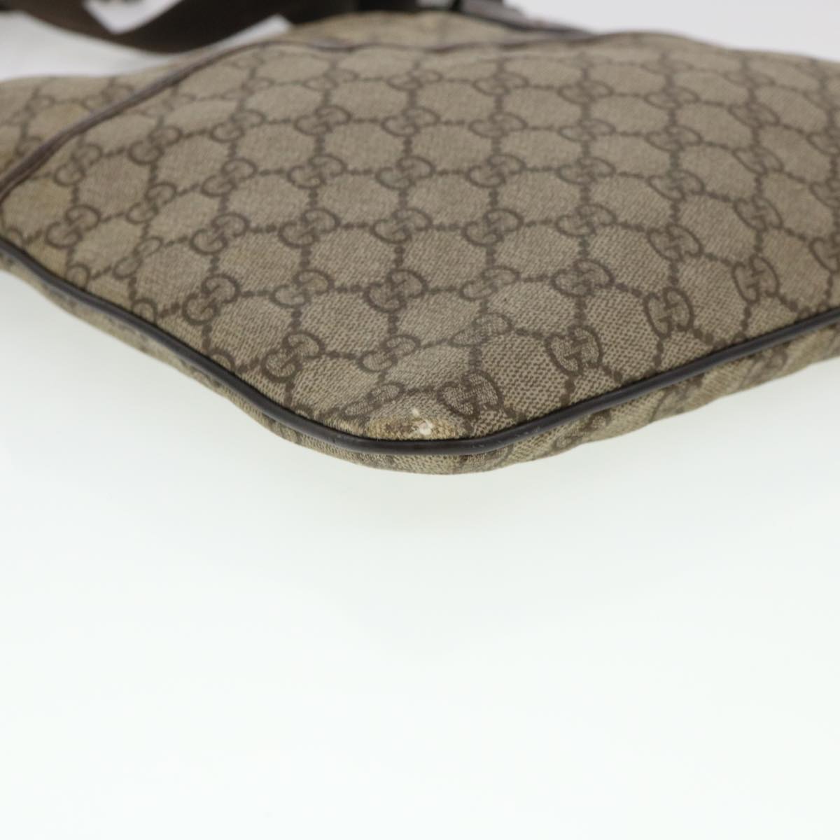 GUCCI GG Canvas Shoulder Bag PVC Leather Beige Dark Brown 141626 bs5003