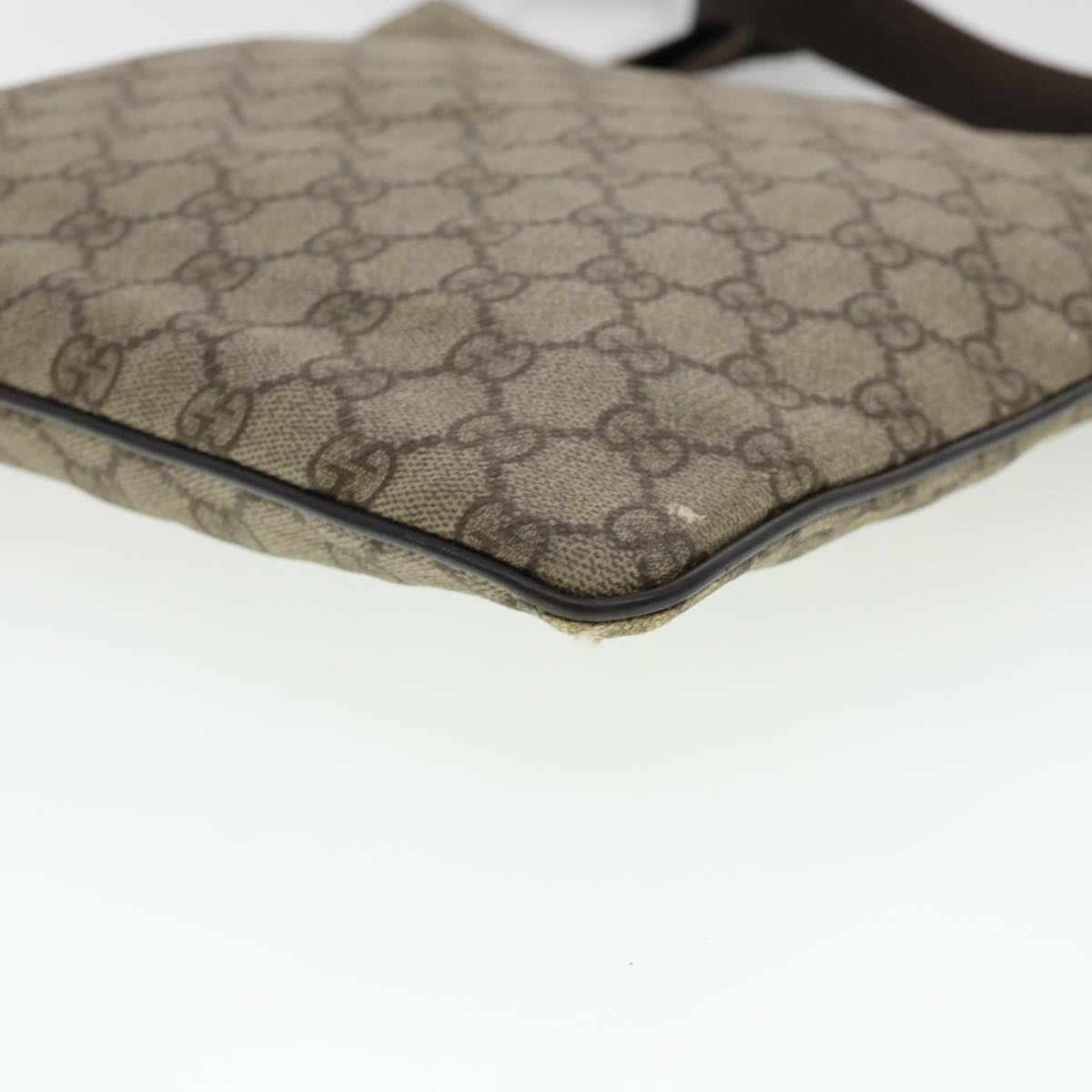 GUCCI GG Canvas Shoulder Bag PVC Leather Beige Dark Brown 141626 bs5003