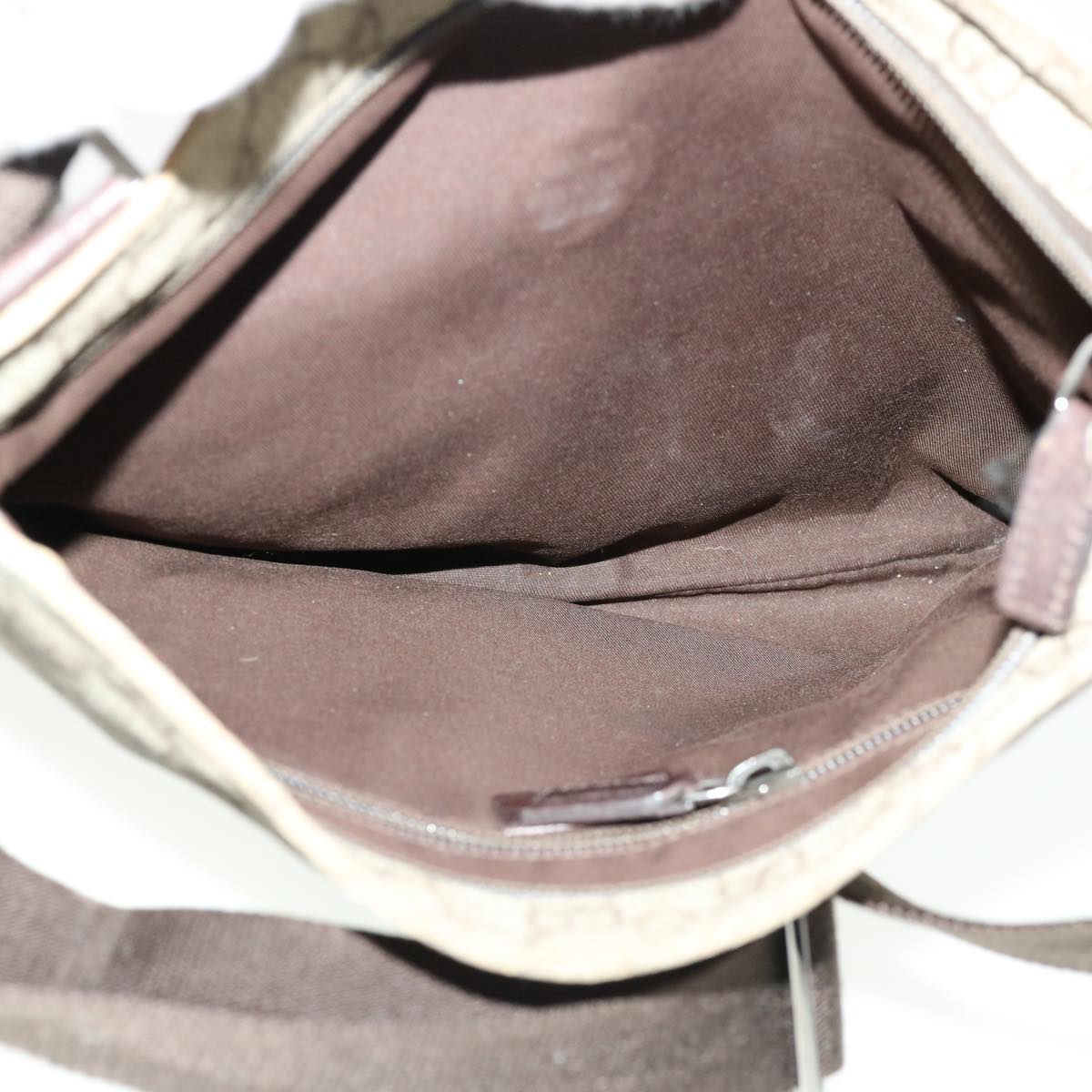 GUCCI GG Canvas Shoulder Bag PVC Leather Beige Dark Brown 141626 bs5003