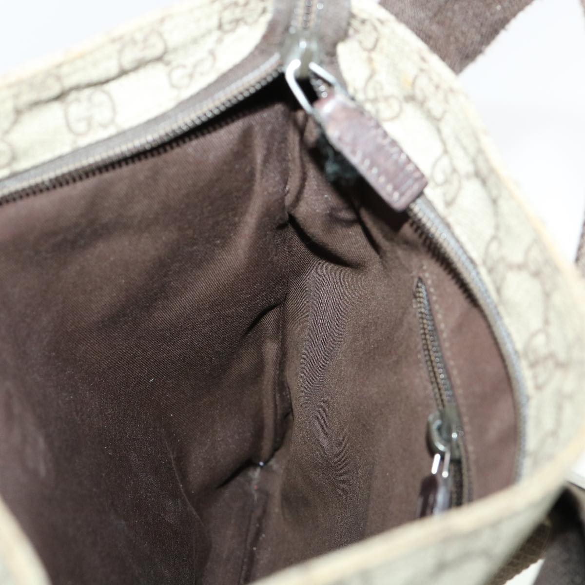 GUCCI GG Canvas Shoulder Bag PVC Leather Beige Dark Brown 141626 bs5003