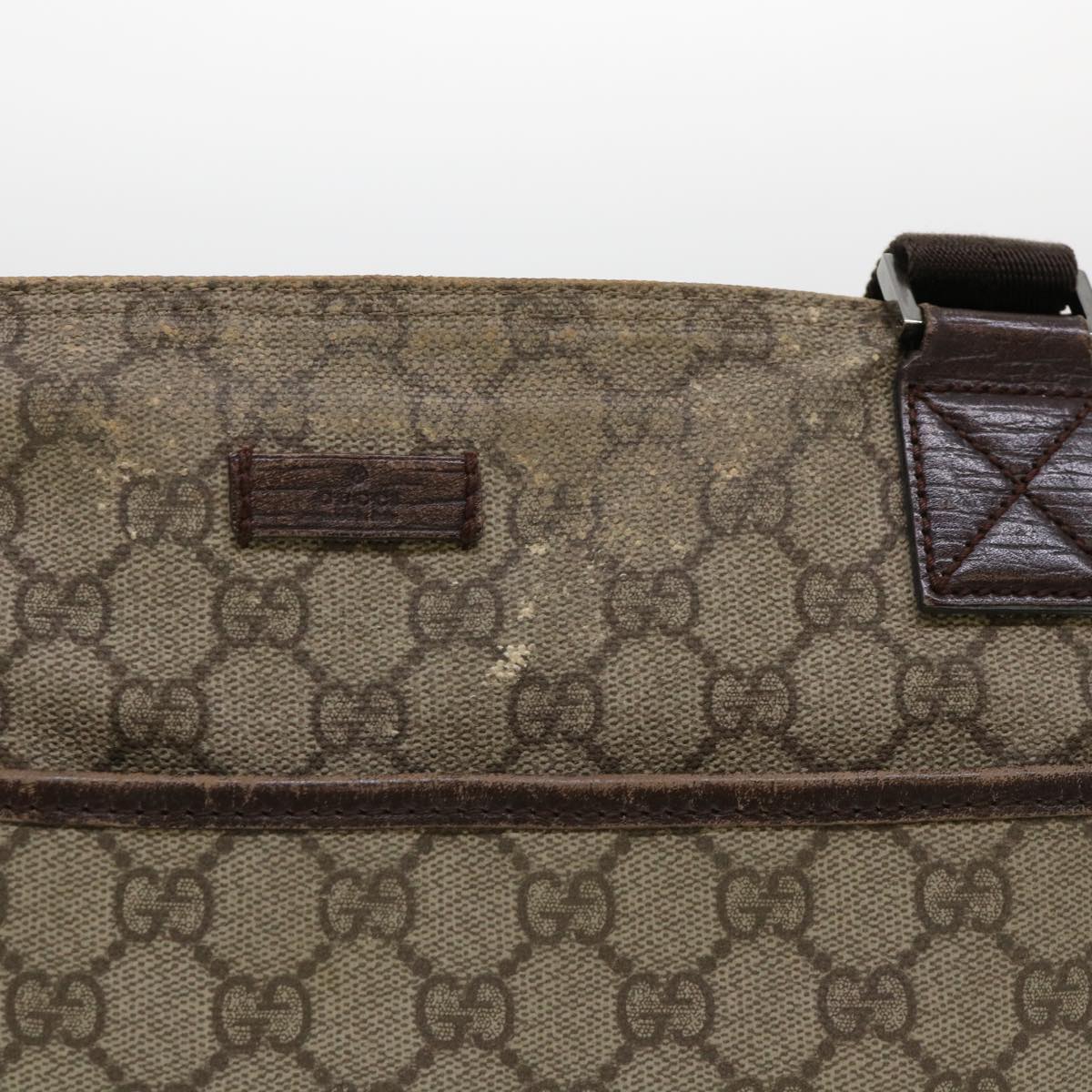 GUCCI GG Canvas Shoulder Bag PVC Leather Beige Dark Brown 141626 bs5003