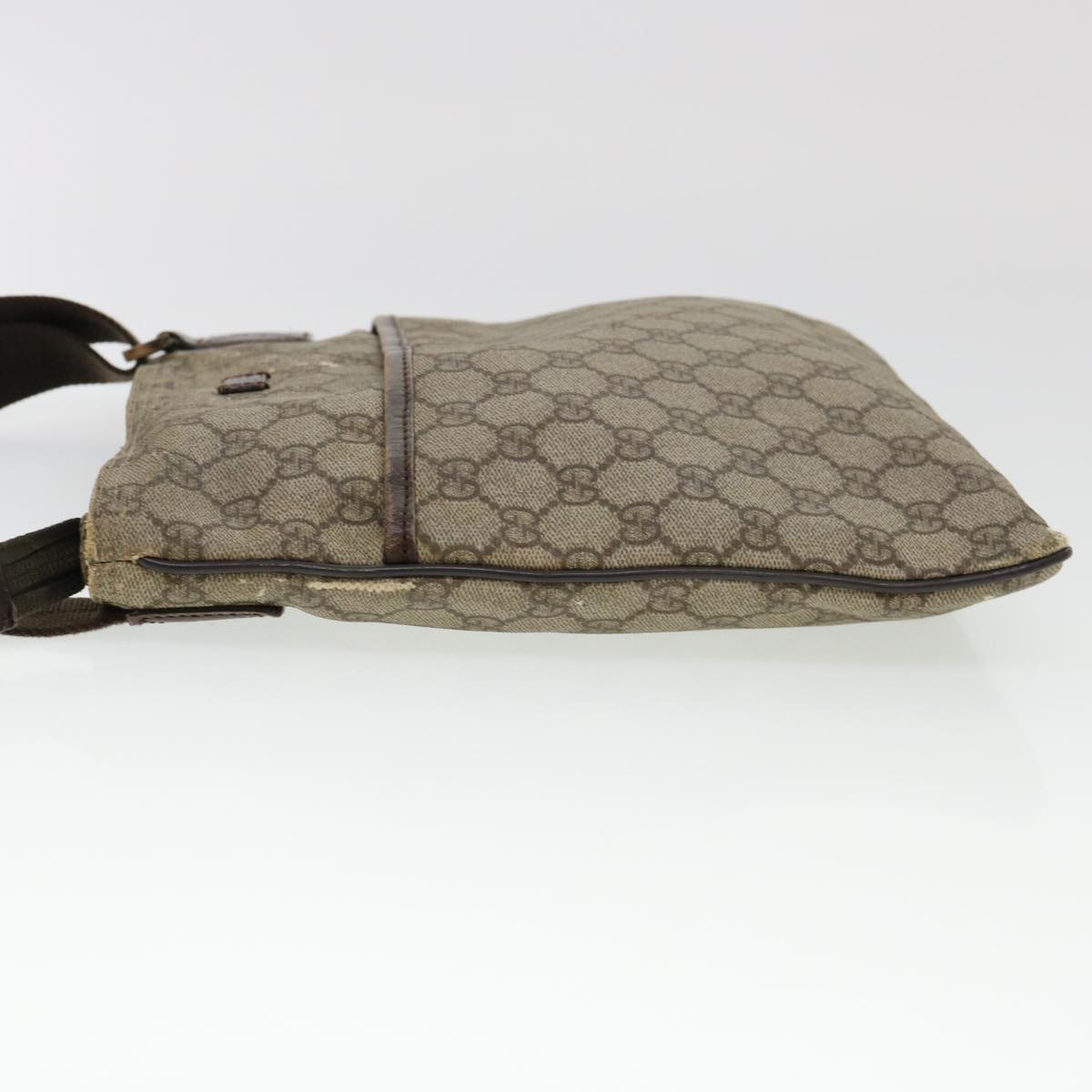 GUCCI GG Canvas Shoulder Bag PVC Leather Beige Dark Brown 141626 bs5003