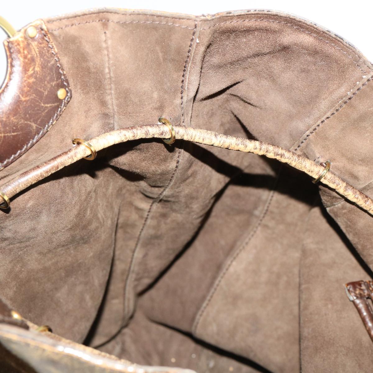 GUCCI Hand Bag Suede Brown 95374 bs5004