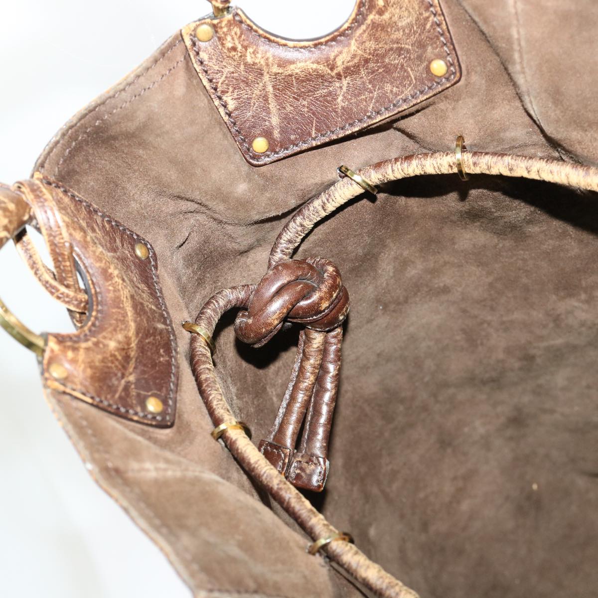 GUCCI Hand Bag Suede Brown 95374 bs5004