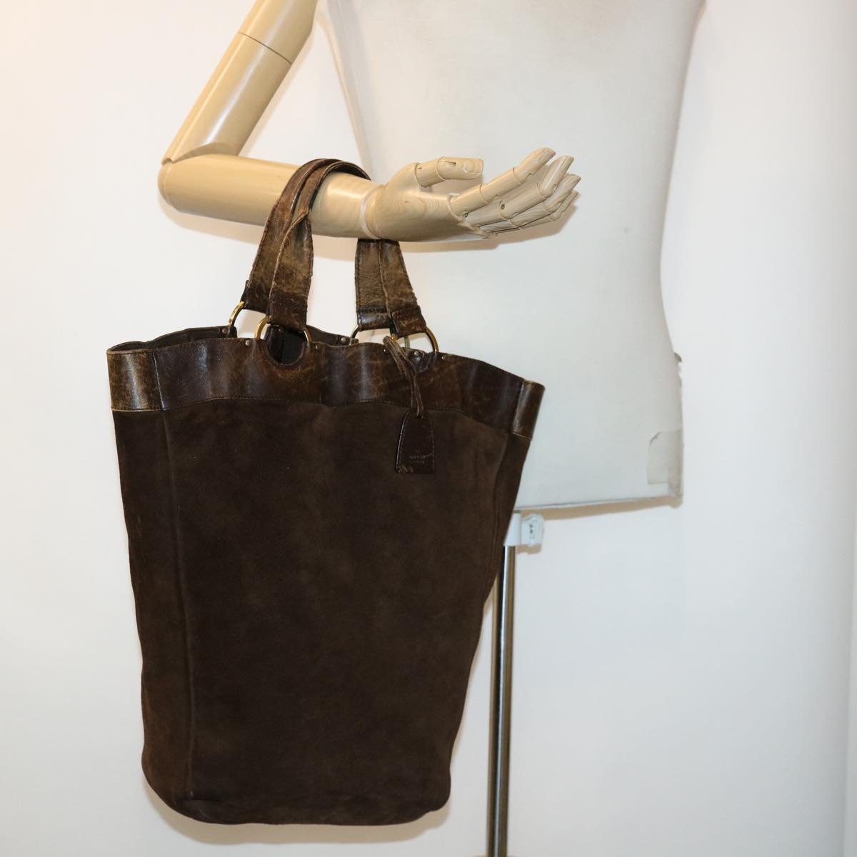GUCCI Hand Bag Suede Brown 95374 bs5004