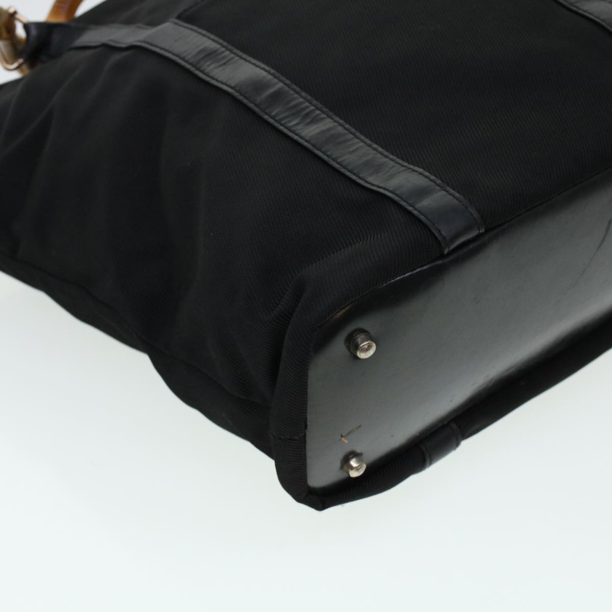 GUCCI Bamboo Hand Bag Nylon Black bs5044
