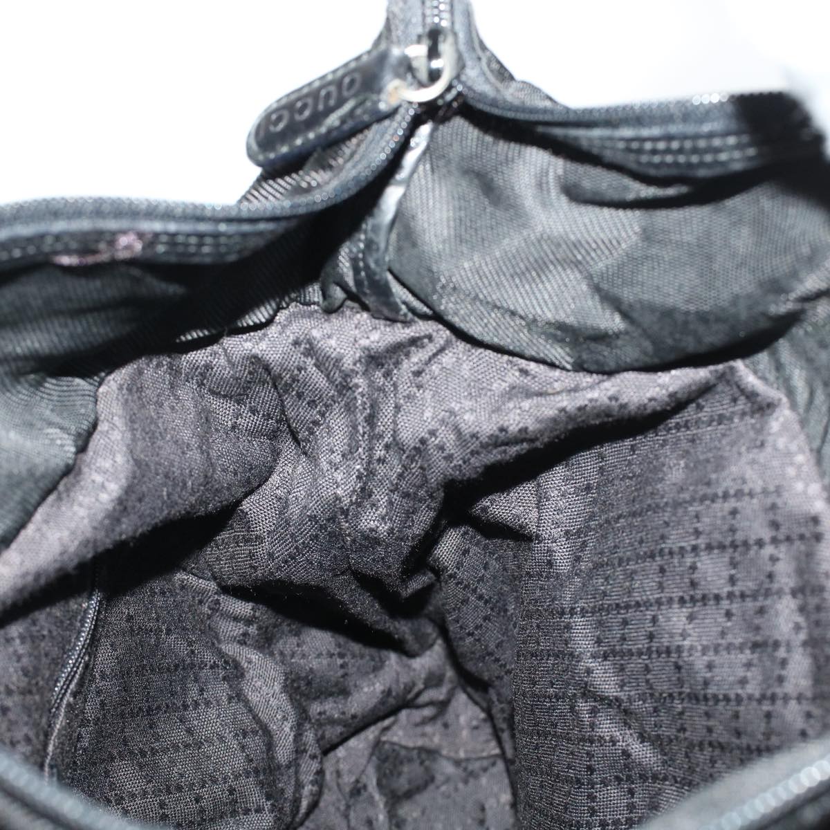GUCCI Bamboo Hand Bag Nylon Black bs5044
