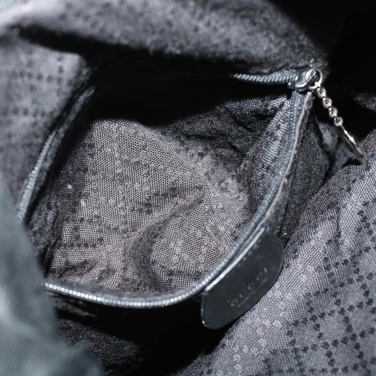 GUCCI Bamboo Hand Bag Nylon Black bs5044