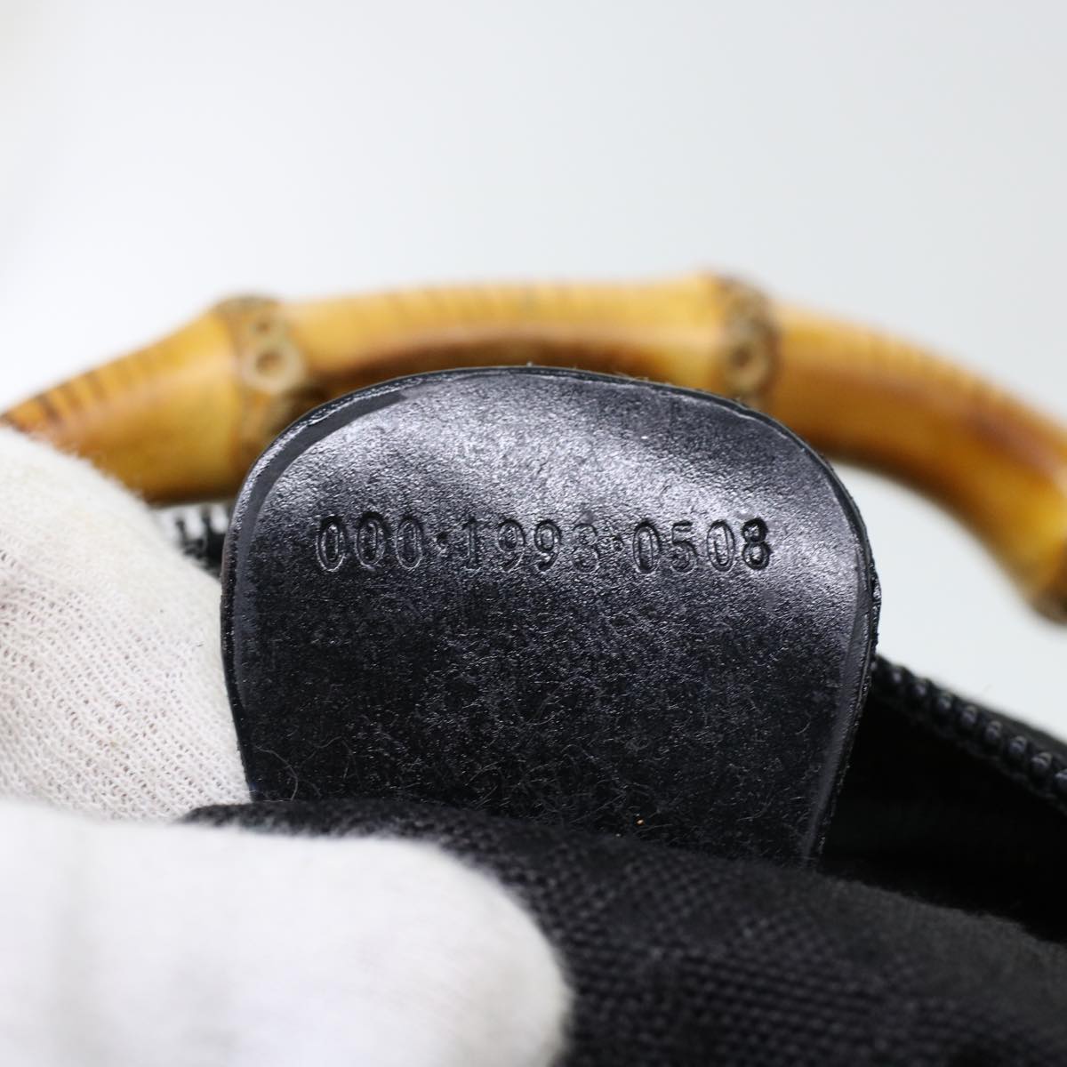 GUCCI Bamboo Hand Bag Nylon Black bs5044