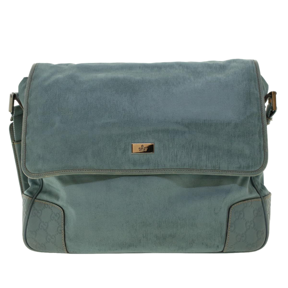 GUCCI GG Canvas Guccissima Shoulder Bag Light Blue 162419 bs5126