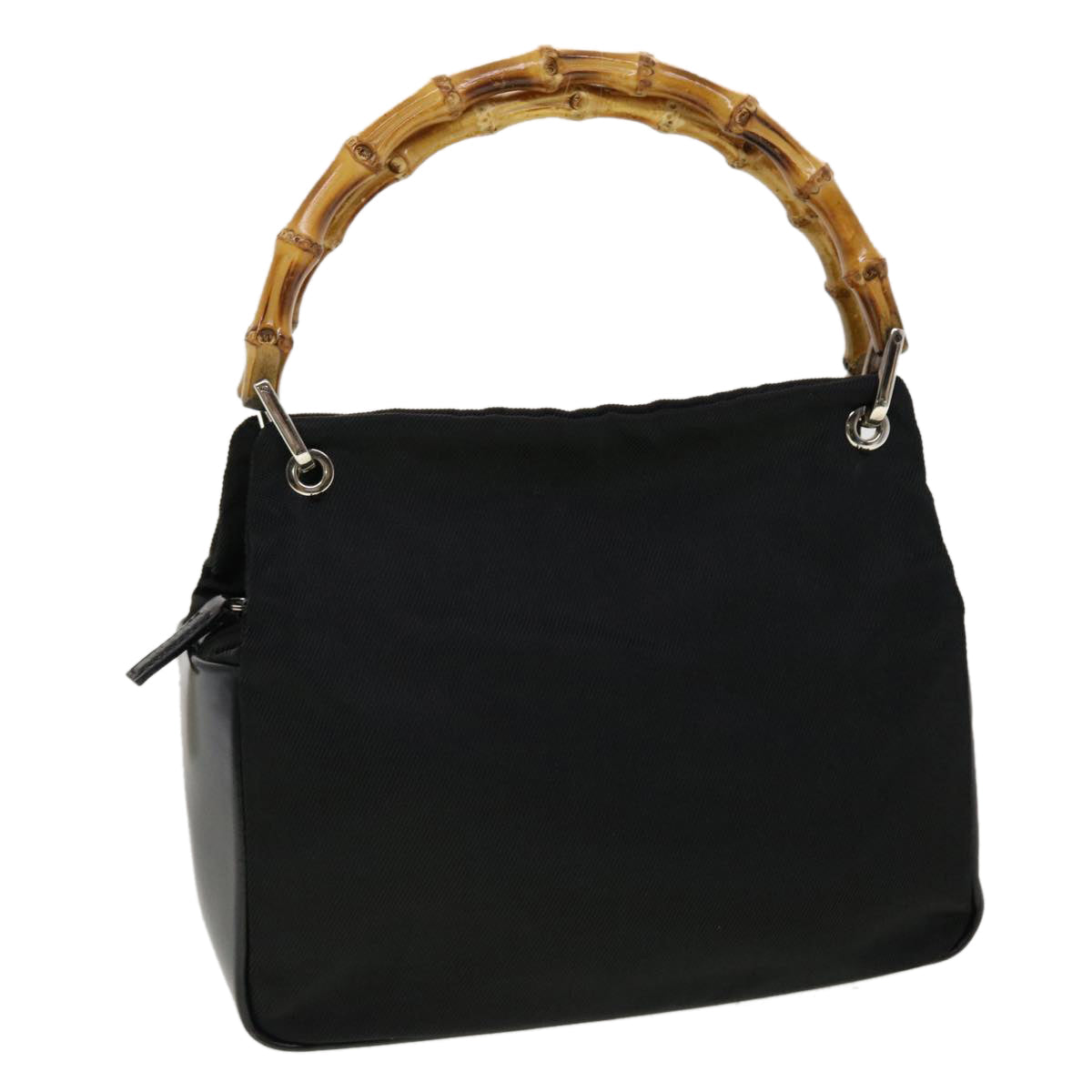 GUCCI Bamboo Hand Bag Nylon Black 000 1014 0575 bs5214