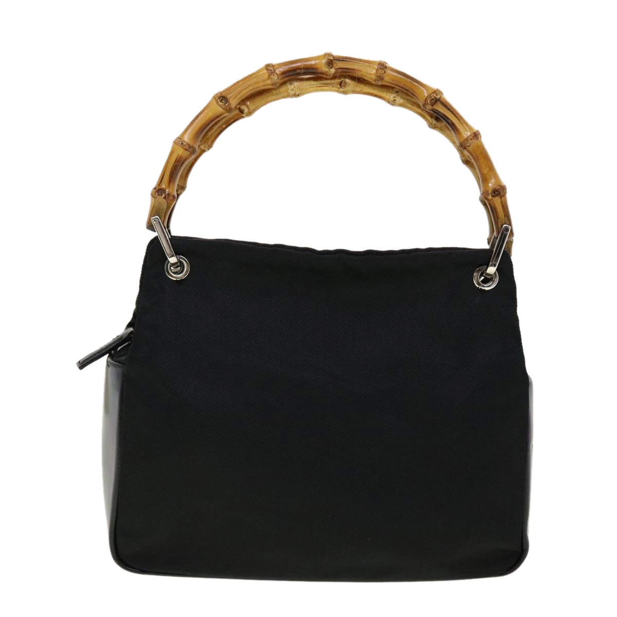 GUCCI Bamboo Hand Bag Nylon Black 000 1014 0575 bs5214