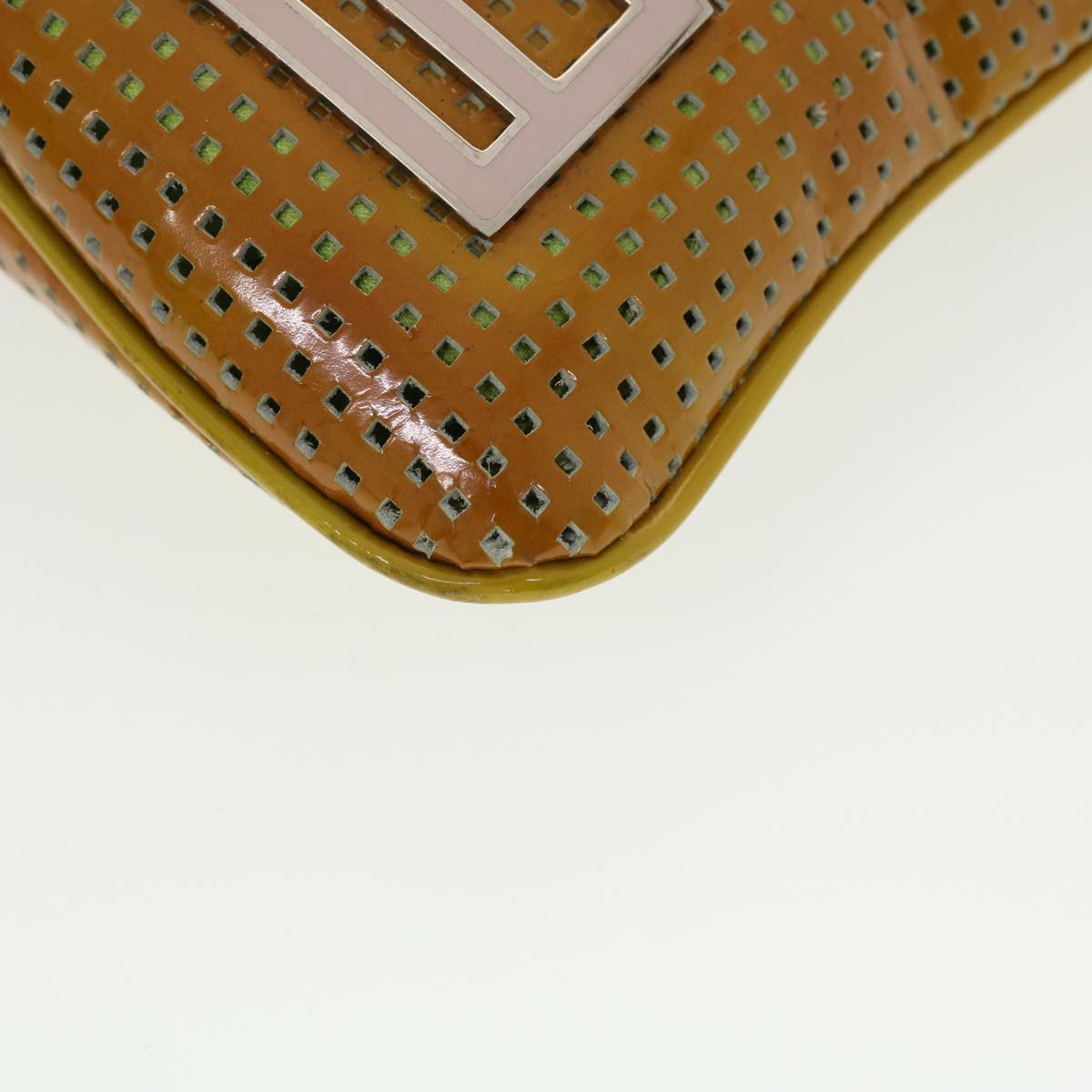 FENDI Shoulder Bag Patent leather Khaki 2813-26734-008 bs5265