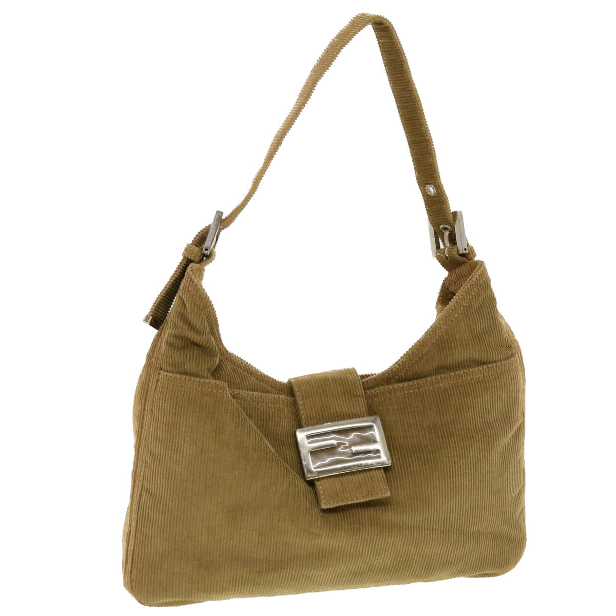 FENDI Mamma Baguette Shoulder Bag Corduroy Brown 2384-26569-009 bs5266