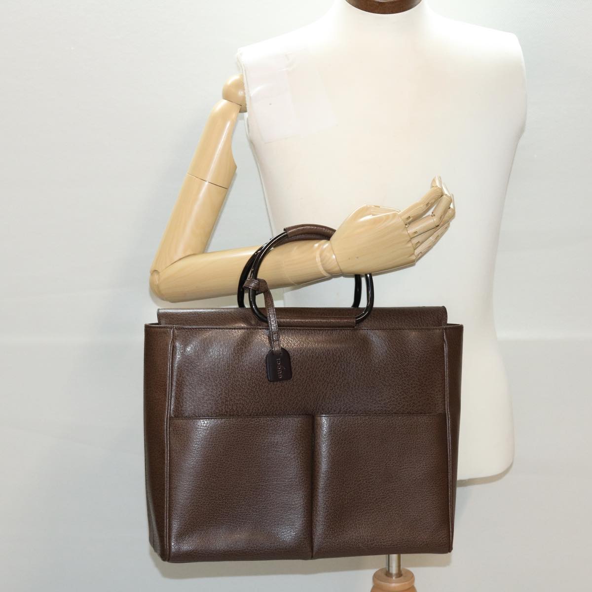 GUCCI Hand Bag Leather Brown 00237541313 bs5271