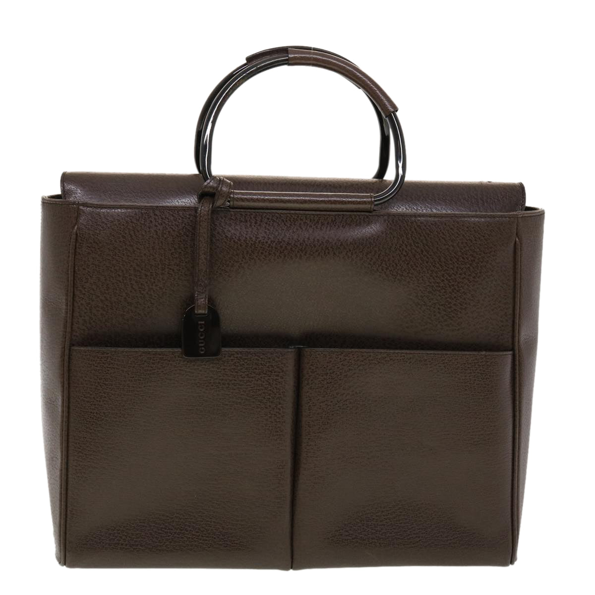 GUCCI Hand Bag Leather Brown 00237541313 bs5271