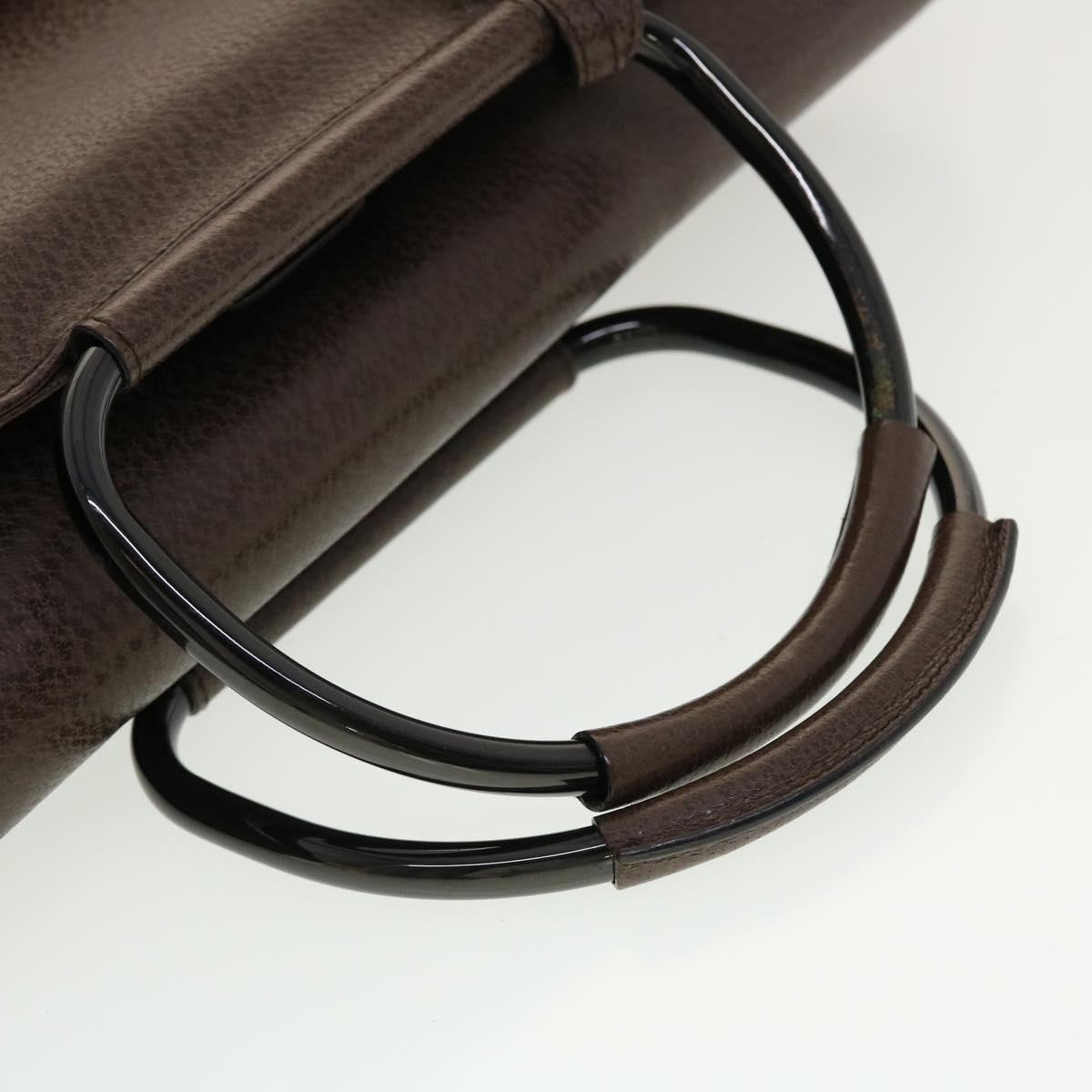 GUCCI Hand Bag Leather Brown 00237541313 bs5271