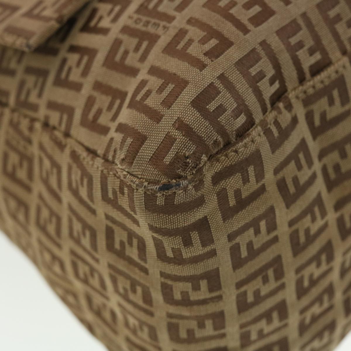 FENDI Zucchino Canvas Mamma Baguette Shoulder Bag Brown bs5280