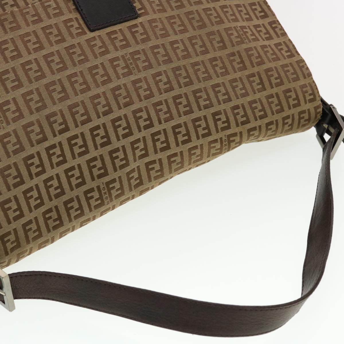 FENDI Zucchino Canvas Mamma Baguette Shoulder Bag Brown bs5280