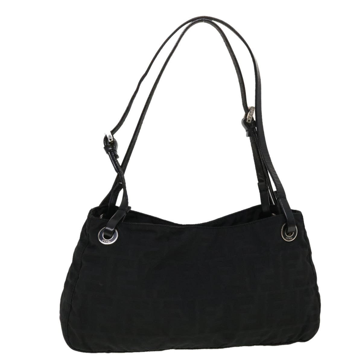 FENDI Zucca Canvas Shoulder Bag Black bs5300