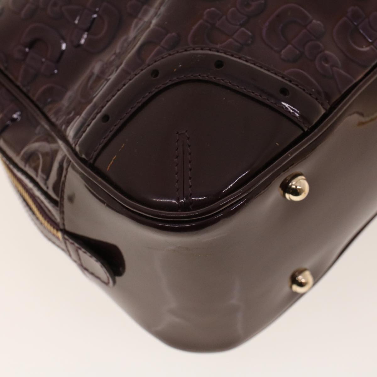 GUCCI Shoulder Bag Patent leather Purple 145770 bs5305