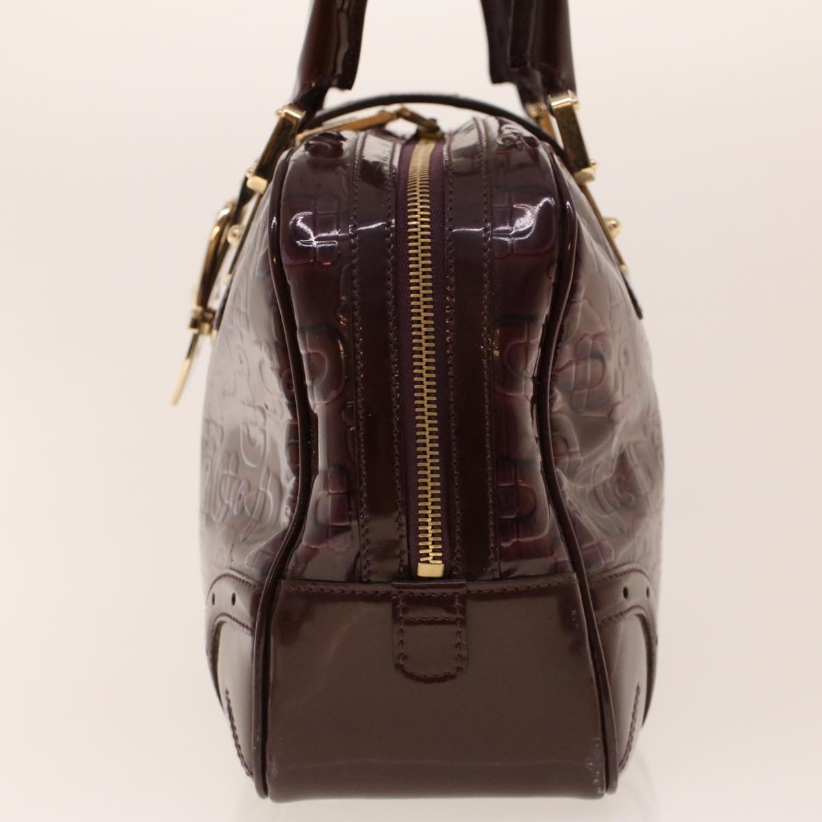 GUCCI Shoulder Bag Patent leather Purple 145770 bs5305