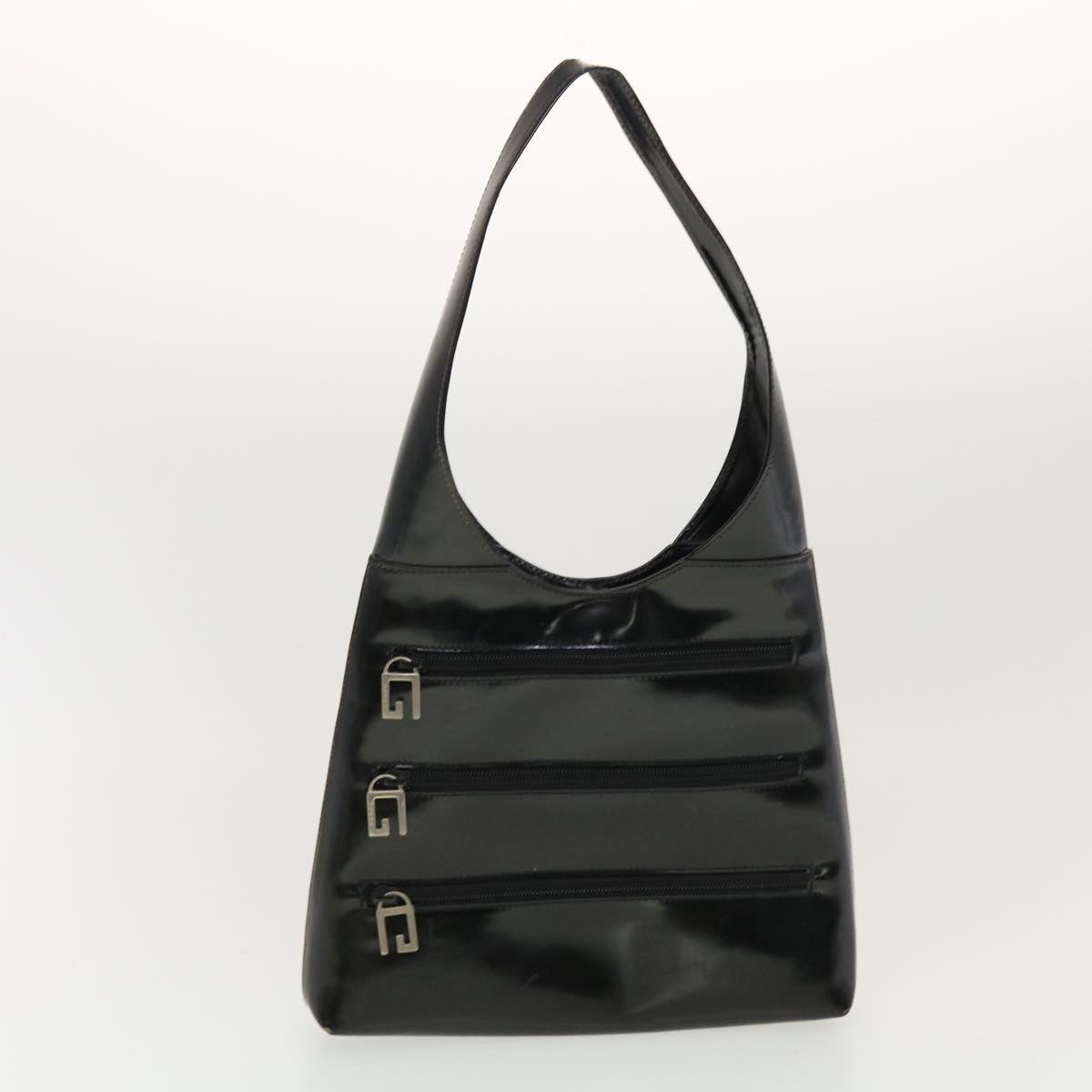 GUCCI Bamboo Shoulder Bag Suede Patent leather 2Set Black White bs5308