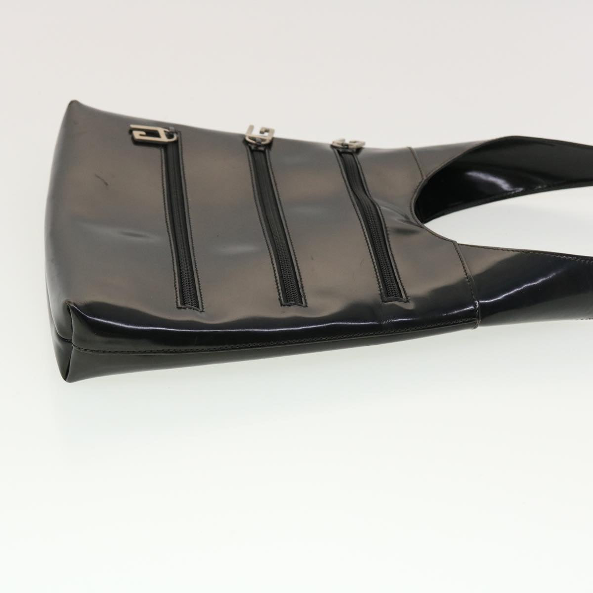 GUCCI Bamboo Shoulder Bag Suede Patent leather 2Set Black White bs5308