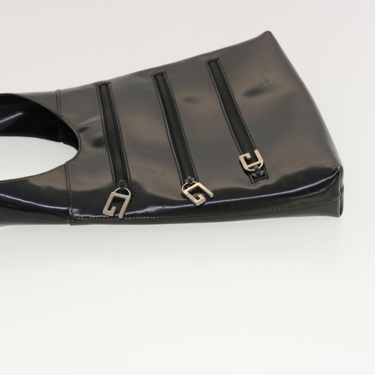 GUCCI Bamboo Shoulder Bag Suede Patent leather 2Set Black White bs5308